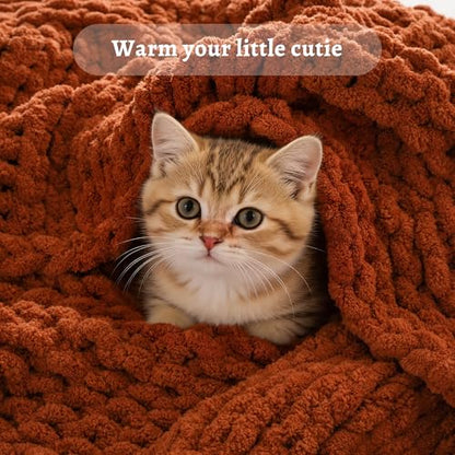 Chunky Knit Throw Blanket for Couch, 50"x60" - color: Caramel