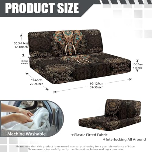 Boho Mandala Elephant Print 2 Pcs RV Dinette Cushion Covers Breathable Camper Cushion Slipcover Stretch 2 Seat Sofa Chair Cover Camper Seat Covers Dinette Booth - color: Boho Mandala Elephant