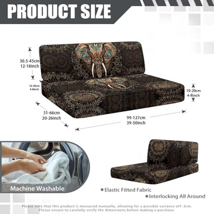 Boho Mandala Elephant Print 2 Pcs RV Dinette Cushion Covers Breathable Camper Cushion Slipcover Stretch 2 Seat Sofa Chair Cover Camper Seat Covers Dinette Booth - color: Boho Mandala Elephant