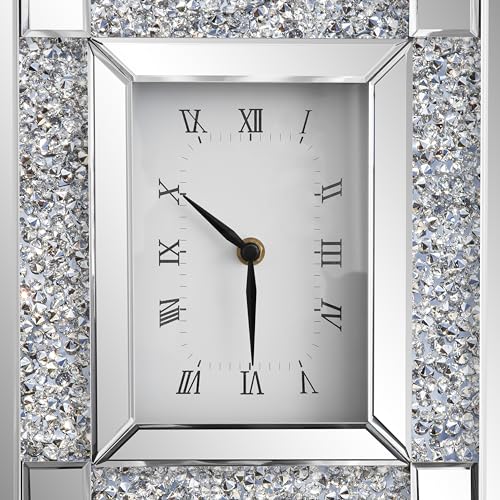 SHYFOY Mirrored Desk Clock,13x12 Luxury Silent Table Clock - color: Silver, size: 13x12INCH