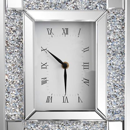 SHYFOY Mirrored Desk Clock,13x12 Luxury Silent Table Clock - color: Silver, size: 13x12INCH