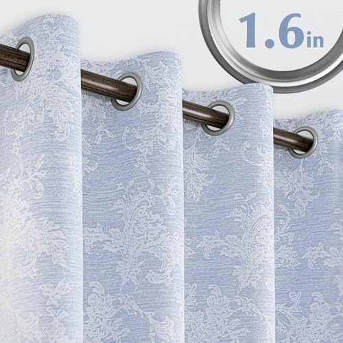 FMFUNCTEX Blue Floral Jacquard Blackout Curtains, 52X72 Inches, 2 Panels - color: Blue, size: 52"W x 72"L (Pack of 2)