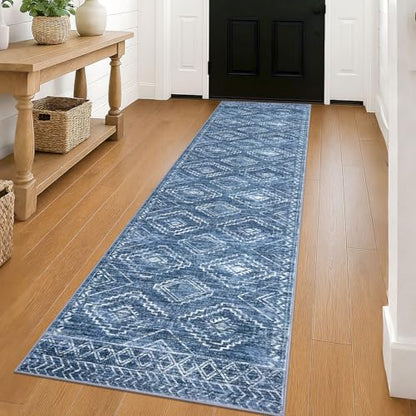KILOCOCO Washable Runner Rug 2x8 ft Runners for Hallway, Stonewashed Blue - color: Stonewashed Blue, size: 2' x 8' (Runner)