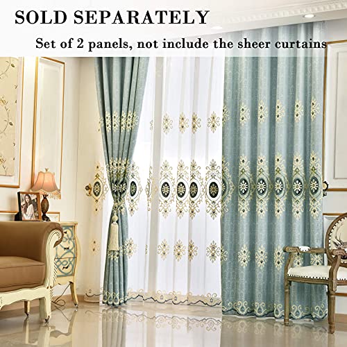 VOGOL Simple Chenille Jacquard Blackout Window Elegance Curtains/Drapes/Panels/Treatments for Bedroom Living Room, 60x106, Top Grommets (2 Panels) - color: Blue-curtain, size: 60"W x 106"L (Pack of 2)