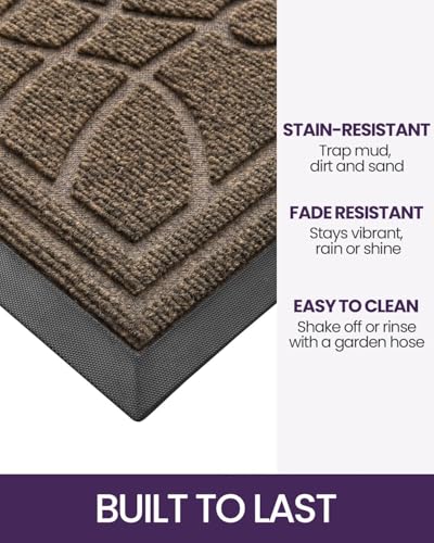 DEXI Front Door Mat Outside Entrance 32x48, Heavy Duty Non Slip, Brown - color: Brown, size: 32" X 48" (Rectangular)