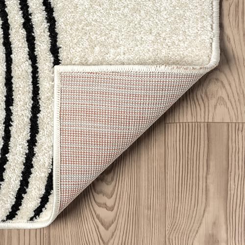 Abani Nuevo Beige Black Swirls Modern Area Rug 6' Round for Living Room, Bedroom - Abstract Design - Durable & Easy to Clean - color: Cream, size: 6' (Round)