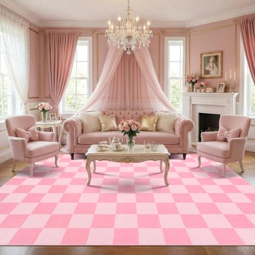 GarveeHome Checkered Pink 9x12 Area Rug for Living Room Bedroom - color: Blush Pink, size: 9' x 12' (Rectangular)