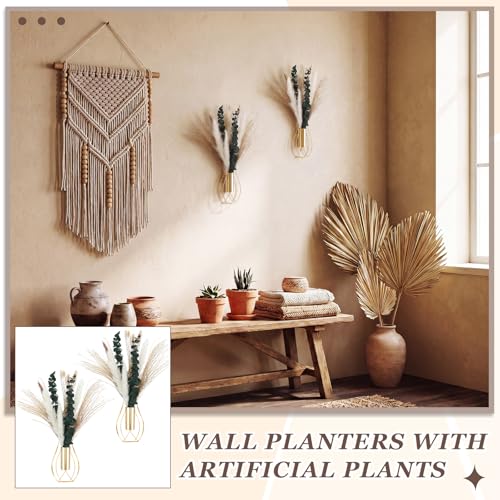 Otoolling Boho Wall Decor Set of 2, Gold, Pampas,Eucalyptus - color: Gold, style: Pampas,Eucalyptus