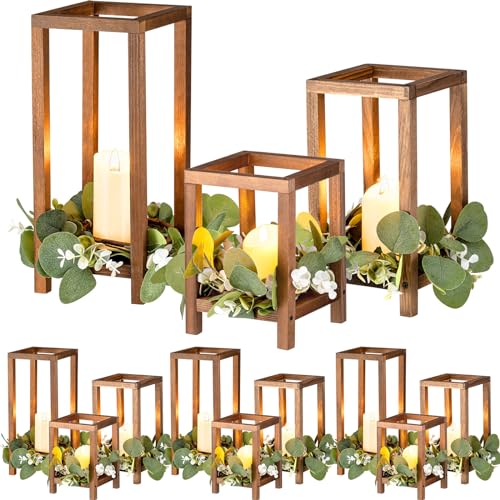 Geelin 12 Set Wooden Wedding Lanterns,7.87'', 10.59'', 12.99'',Wood Color - color: Wood Color, size: 7.87", 10.59", 12.99"