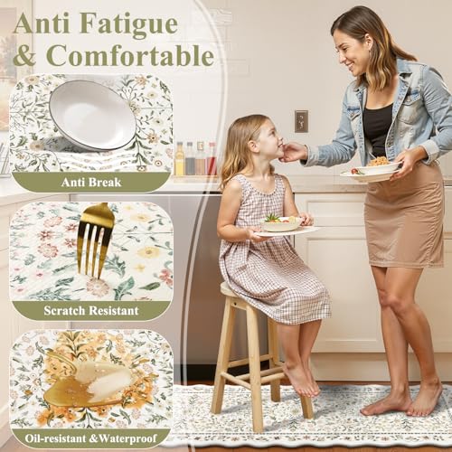 Yamaziot Boho Anti Fatigue Kitchen Rug Set of 3 Scalloped, Light Green - color: Light Green, size: 17.3"x29"+17.3"x35"+17.3"x47"