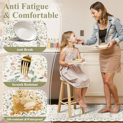 Yamaziot Boho Anti Fatigue Kitchen Rug Set of 3 Scalloped, Light Green - color: Light Green, size: 17.3"x29"+17.3"x35"+17.3"x47"