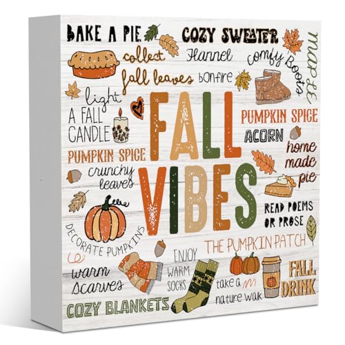 Autumn Thanksgiving Fall Vibes Pumpkin Drink Maple Leaf Decor Sign - color: Vibes