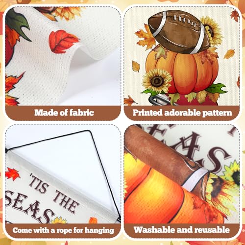 Tegeme 3 Pcs Fall Football Door Sign Flag Decoration Autumn Hanging Banner - style: Football