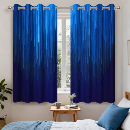 Navy Blue Blackout Curtains for Bedroom, Ombre Blackout Curtains 63 Inch Length 2 Panels Set, Thermal Insulated Room Darkening Drapes with Grommet Top, 52W x 63L - color: 04 Blue, size: 52"W x 63"L (Pack of 2)