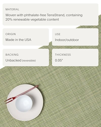 Chilewich Mini Basketweave Placemats, Woven Oval Placemats Set of 4 - color: Dill, size: 14"x19.25"