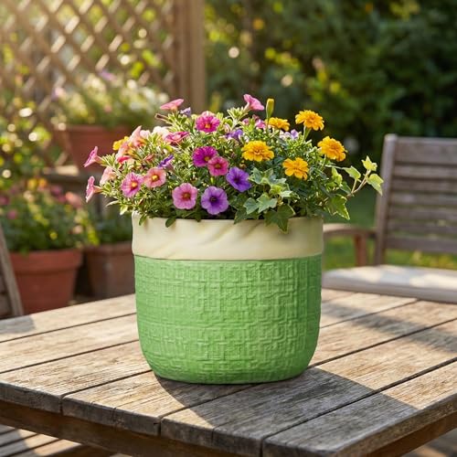 8 Inch Plant Pot, Ceramic Pots for Plants, Round Flower Pots, Green - color: Green, size: 8 Inch