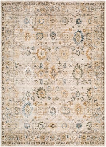 Hauteloom Madas Living Room, Bedroom Area Rug - Traditional - Taupe, Ivory, Olive - 5' x 7'5" - color: Taupe, Ivory, Olive / Hisako, size: 4'11" x 7'5" (Rectangular)