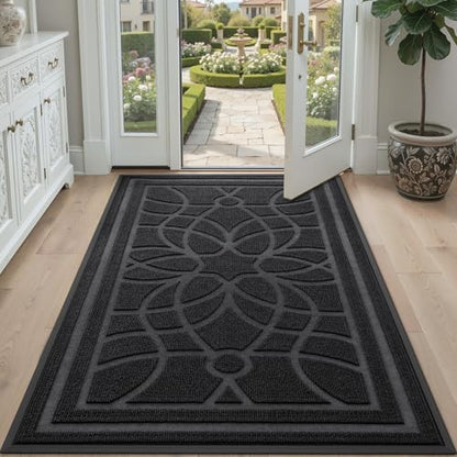 DEXI Front Door Mat Outside Entrance 4x6, Heavy Duty Non Slip, Black - color: Black, size: 48" X 72" (Rectangular)