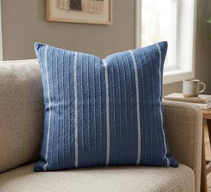SanVia Designer Cotton Throw Pillow Covers 20x20 for Nooks, Beds & Sofas - color: Indigo Blue, size: 20" x 20" (Pack of 1)