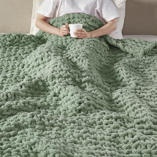 Madison Park Chenille Chunky Knit Throw Blanket, 50 x 60, Sage Green - color: Sage Green