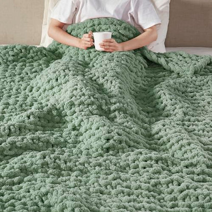 Madison Park Chenille Chunky Knit Throw Blanket, 50 x 60, Sage Green - color: Sage Green