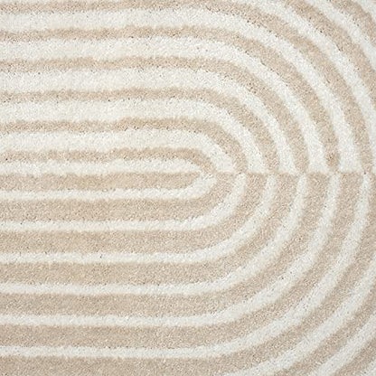 Abani Nuevo Collection Area Rug - Modern Arch Beige/Cream Pattern - 6'x9' - Easy to Clean - Durable for Kids & Pets - Non-Shedding - Medium Pile - Soft Feel - for Living Room, Bedroom & Office - size: 6' x 9'