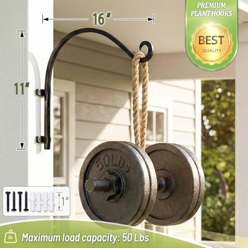 Heavy Duty Hanging Plant Bracket Outdoor: 50lbs 16 Inch Wall Mount Hook - size: 2B-16 Inch