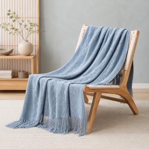 BATTILO HOME Light Blue Throw Blanket for Couch, 50"x60" - color: Dusty Blue, size: 50 x 60 in.