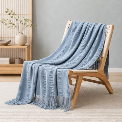 BATTILO HOME Light Blue Throw Blanket for Couch, 50"x60" - color: Dusty Blue, size: 50 x 60 in.