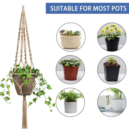 LINXIU Macrame Plant Hangers Jute Plant Hanger Indoor Hanging Plants Holders with 2 Hooks for Home Decor Wall Flower Pots Basket 2 Packs