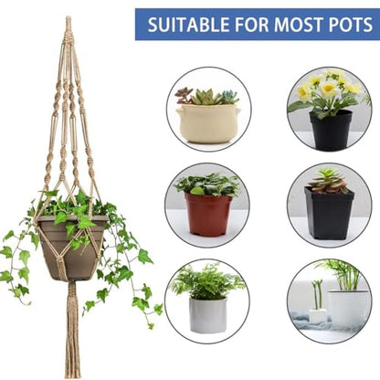 LINXIU Macrame Plant Hangers Jute Plant Hanger Indoor Hanging Plants Holders with 2 Hooks for Home Decor Wall Flower Pots Basket 2 Packs