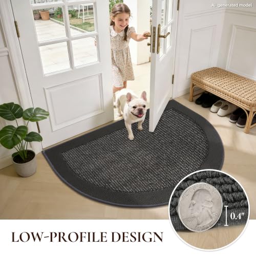 Dirt Trapper Door Mats 24" x 36", Non-Slip & Washable, Dark Grey - color: Dark Grey, size: 24" X 36" (Semicircular)