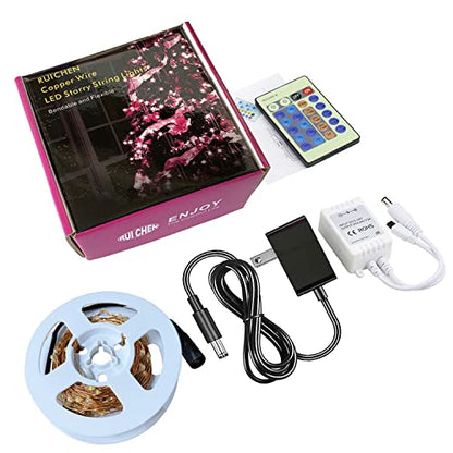 RUICHEN Fairy Lights Plug in with Remote, Copper Wire 33 Ft 100 LED, Orange - color: Orange