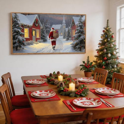 Aurlan Santa Is Coming To Town Framed Wall Art 40x20 Inch - color: Santa Claus is Coming to Town, size: 40"L x 20"W
