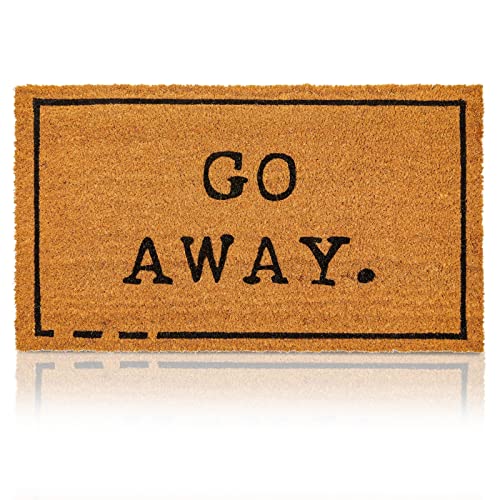 Juvale Go Away Doormat Funny Welcome Mat - 17 x 30 in, Natural Coir - Outdoor Welcome Mat & Doormat Outdoor Entrance - color: Brown With Black Letters