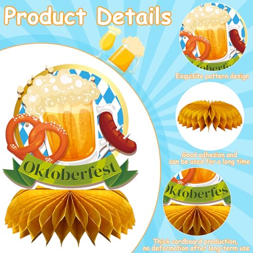 10Pcs Oktoberfest Honeycomb Centerpieces Bavarian Party Table Decor - style: Oktoberfest Style