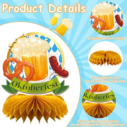 10Pcs Oktoberfest Honeycomb Centerpieces Bavarian Party Table Decor - style: Oktoberfest Style