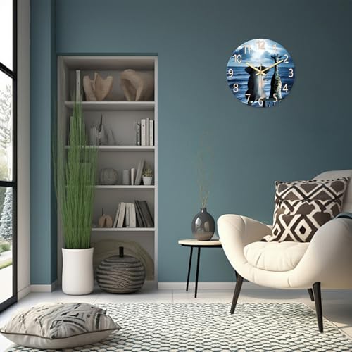 XNM Round Animal Operated Battery Wall Clock Modern 14 Inch - color: Blue, size: 14 Inch