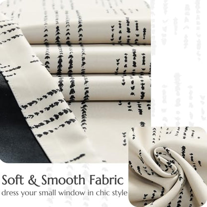 jinchan Striped Window Valance 16 Inch Modern Boho 1 Panel Black on Beige - color: Boho| Black on Beige, size: 52"W x 16"L (Pack of 1)