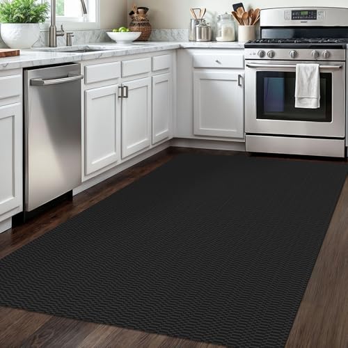 KOZYFLY 4x6 Washable Area Rug, Non Slip Living Room Rug, Black/Grey - color: Black/Charcoal Grey, size: 4' x 6' (Rectangular)