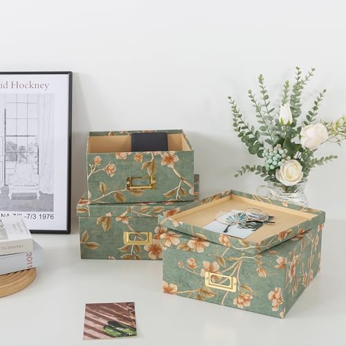 Soul & Lane - Decorative Storage Boxes with Lids, Set of 3, Botanical Sage