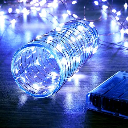 Ariceleo 4 Pack 16.4ft Battery Operated String Lights with Timer, Cool White with Synchronized Twinkle Mode, Fairy Lights Battery Powered, 50 LEDs, Idea for Christmas Bedroom Party Wedding - color: Cool White, size: 4 Pack-Upgrade