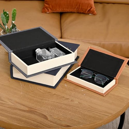 Decorative Book Boxes with Hidden Storage, Set of 3Faux Book Decor