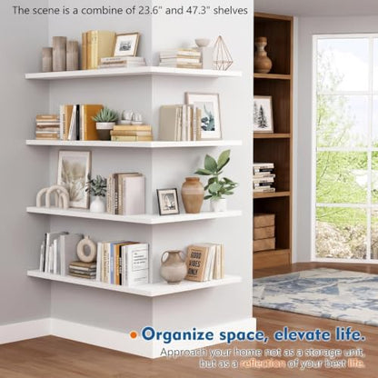 White Floating Shelves 24 Inch, Wall Mounted Bathroom Shelves Over Toilet - color: White, size: 24 x 8 Inch