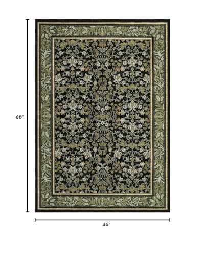 GarveeHome Washable 3x5 Entryway Rugs Non Slip Kitchen Area Rug Green Black - color: Green Black, size: 3' x 5' (Rectangular)