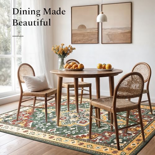 Rugflix 8x10 Area Rugs for Living Room, Washable Red Green Large Rug - color: Red Green, size: 8' x 10' (Rectangular)