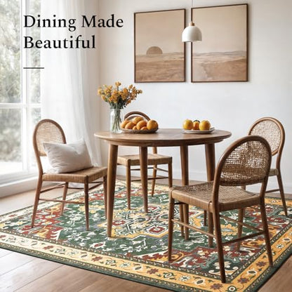 Rugflix 8x10 Area Rugs for Living Room, Washable Red Green Large Rug - color: Red Green, size: 8' x 10' (Rectangular)