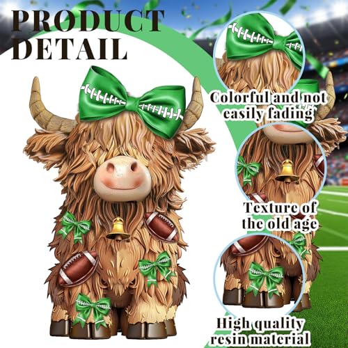 2 Pack Football Highland Cow Figurine Resin Football Decor - style: Football