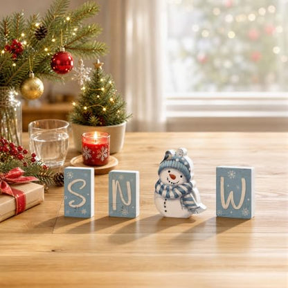 Smile Christmas Snow Winter Wooden Tabletop Decor - style: Letter Snow