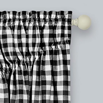 Buffalo Check Gathered Swag Curtain Pair, 72 x 63 in, Black & White Plaid - color: Black/White, size: 72"W x 63"L (Pack of 1)